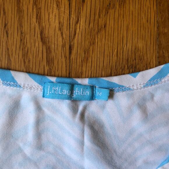 J. McLaughlin EUC Women's Light Sky Blue Scroll Print Long Sleeve Knit Top M - Picture 5 of 7